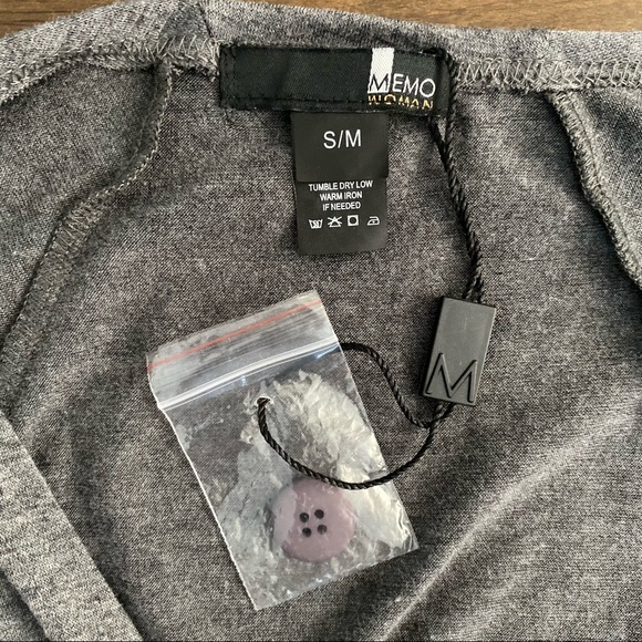 MEMO Grey Blouse with Gartered Bottom, Extra Button - Picture 9 of 10